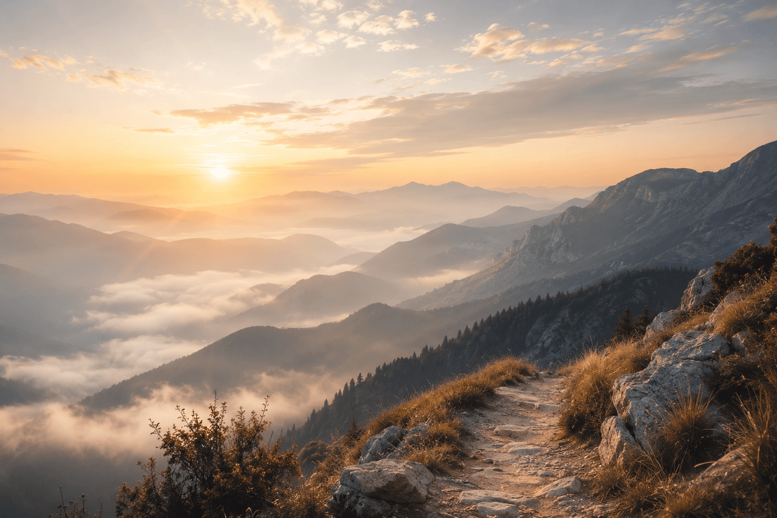 Rustig natuurlijk landschap als symbool voor mentale rust en ruimte